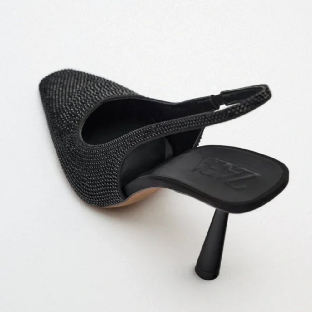 Zara Rhinestone Slingback Heels - Picture 4 of 7